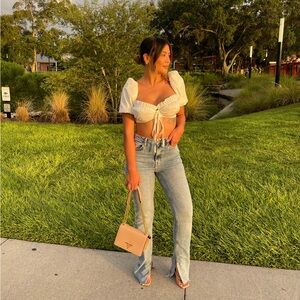 Zara Straight Leg Flared High Waisted Jean